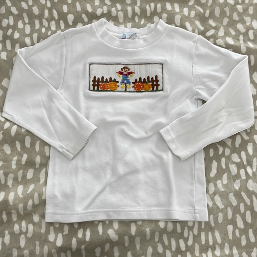 Vive la Fete smocked scarecrow pumpkin shirt 3/3T